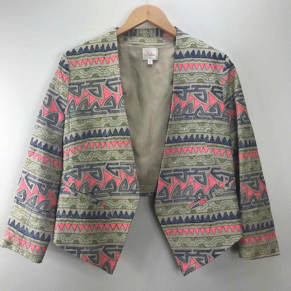 Parker Size M Linen Blazer Silk lining Pink